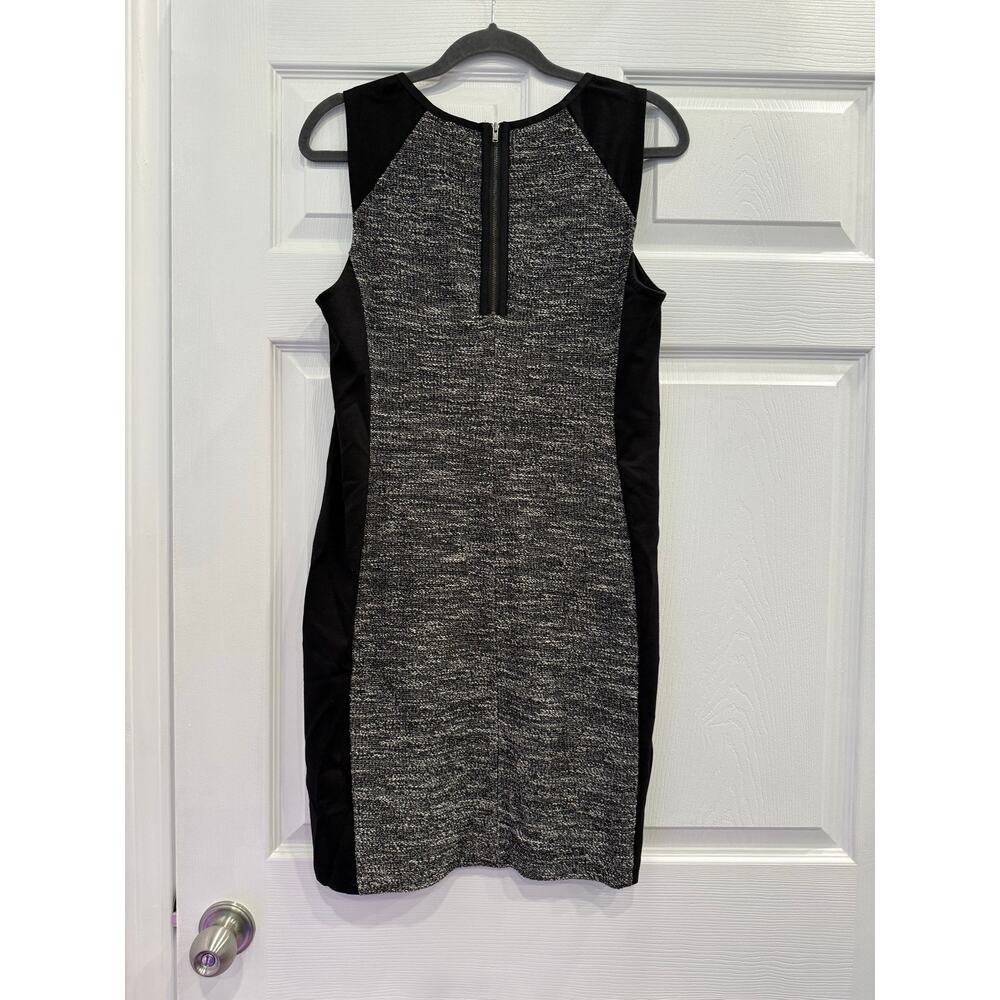 Eileen Fisher Sleeveless Tweed Dress Womens M Colorblock Gray Black Sheath - Picture 6 of 6